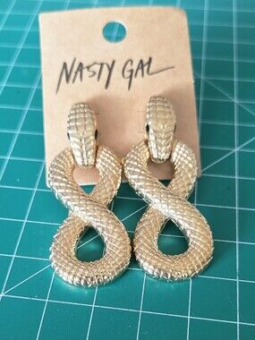 Nasty Gal Metallic Gold Textured Snake Drop Earrings